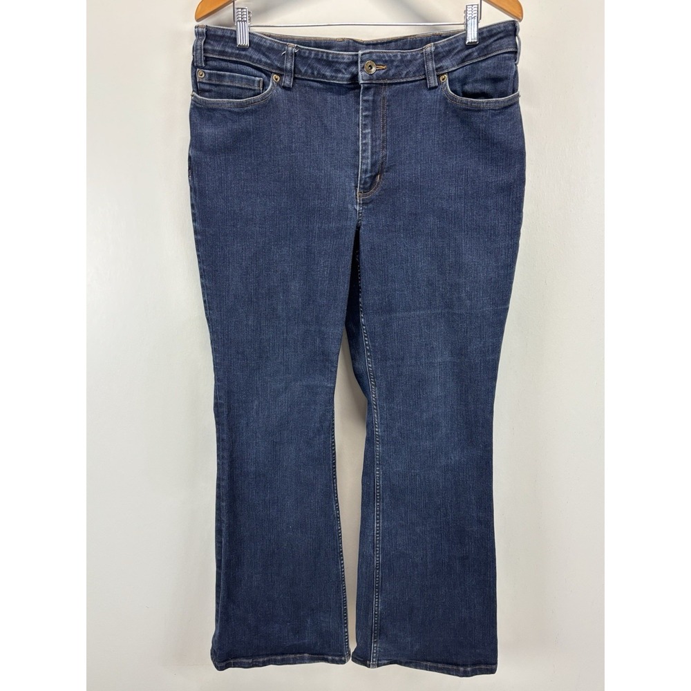 Duluth Jeans Womens 16 Regular Blue Denim Stretch Mid Rise Bootcut Leg
